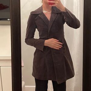 Anthropologie Tulle gray velvet pea coat
